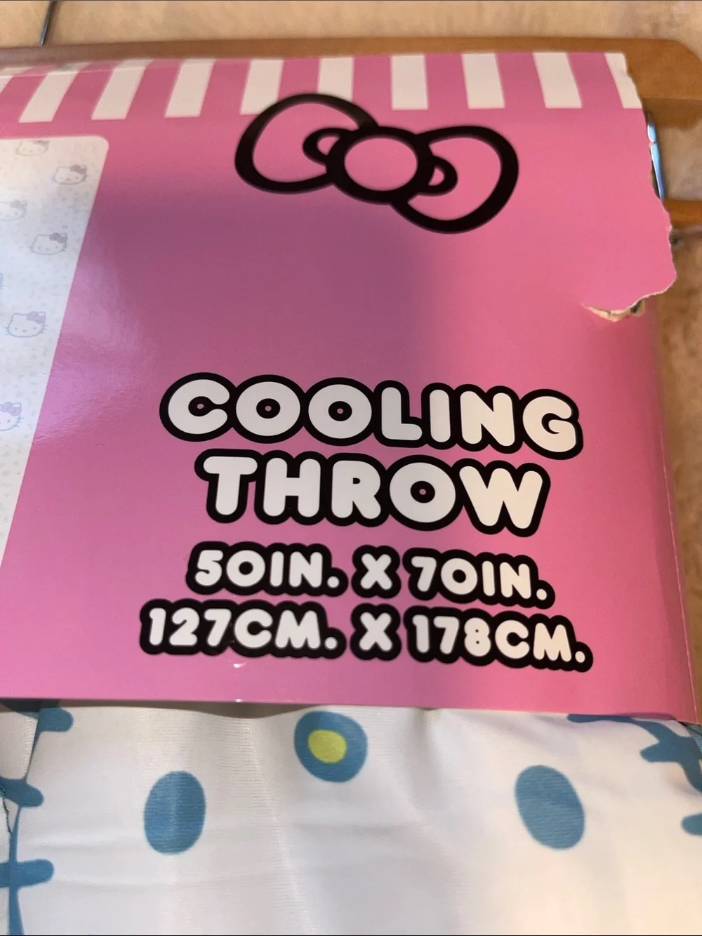 Hello Kitty White & Blue Cooling Throw with Pink Bow Motif